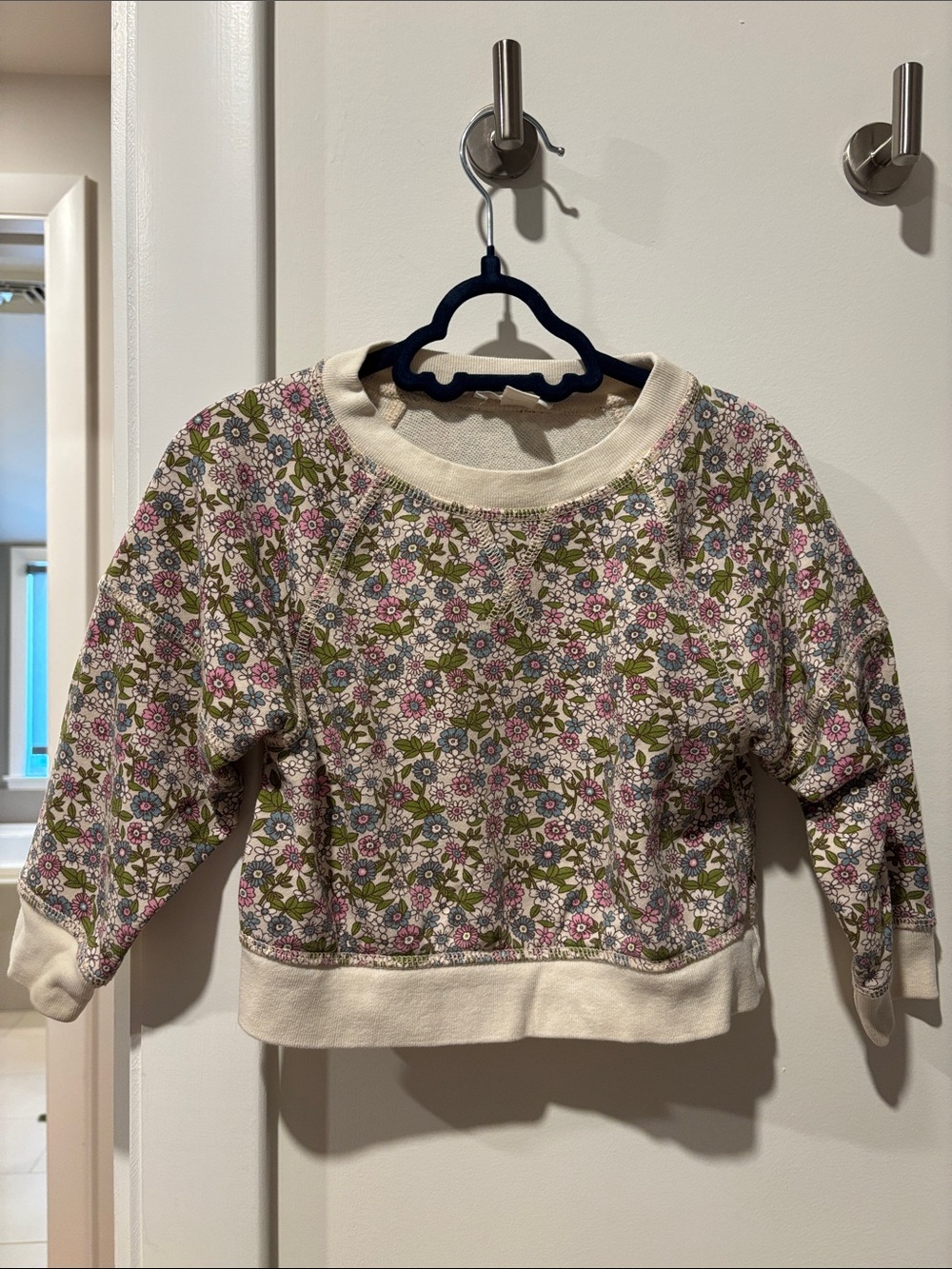 Crewcuts Floral Crewneck Sweatshirt in Cream, Pink & Green